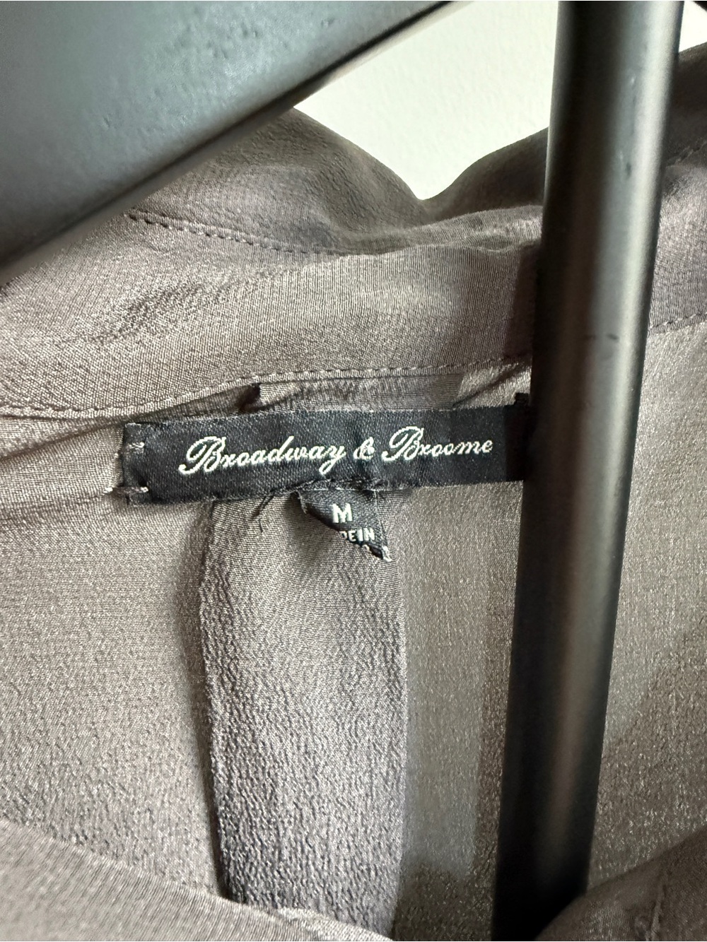 Women's Silk Button-Down Shirt in Brownish Gray - Picture 5 of 8